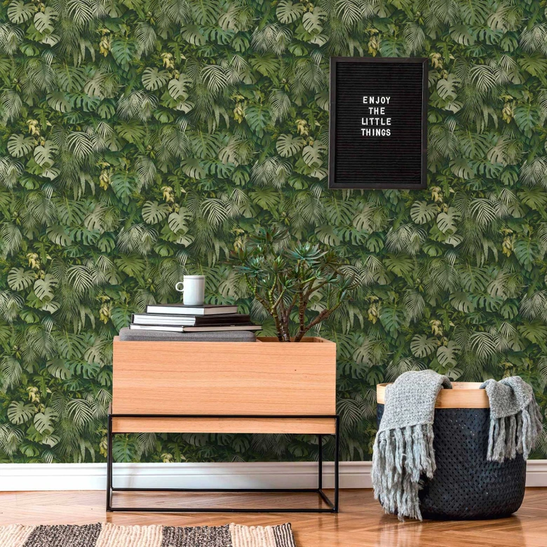 Dschungel Tapete Grün Palmen-Blätter Vliestapete Pflanzen Küche Wohnzimmer Schlafzimmer von A.S. Création 