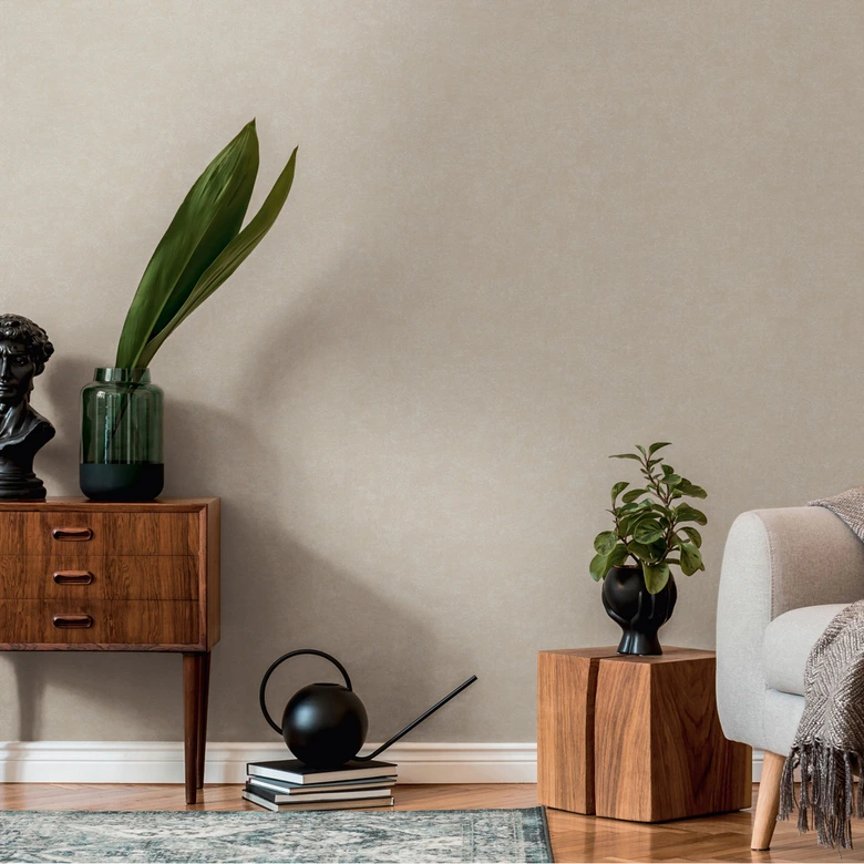 Unitapete mit Textil-Optik Beige – Einfarbige Tapete strukturiert – Vliestapete 