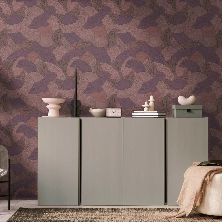 Abstrakte Mustertapete in Violett Rosa – Moderne Vliestapete mit lebendiger Struktur 