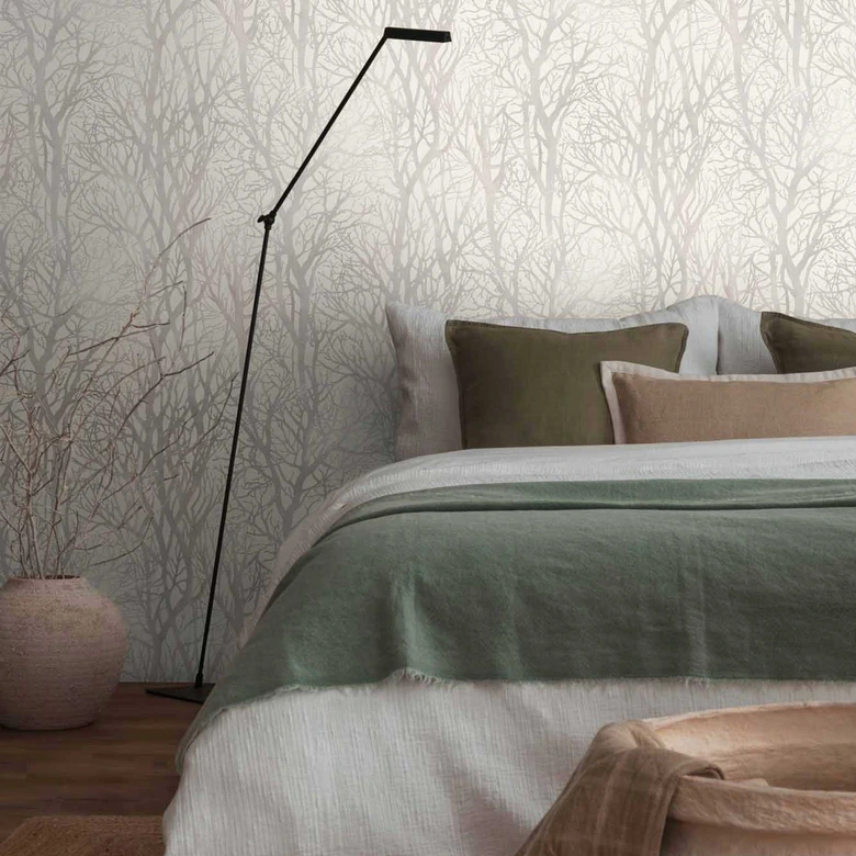 Papier peint forêt blanc gris - Papier peint intissé Nature A.S. Création 