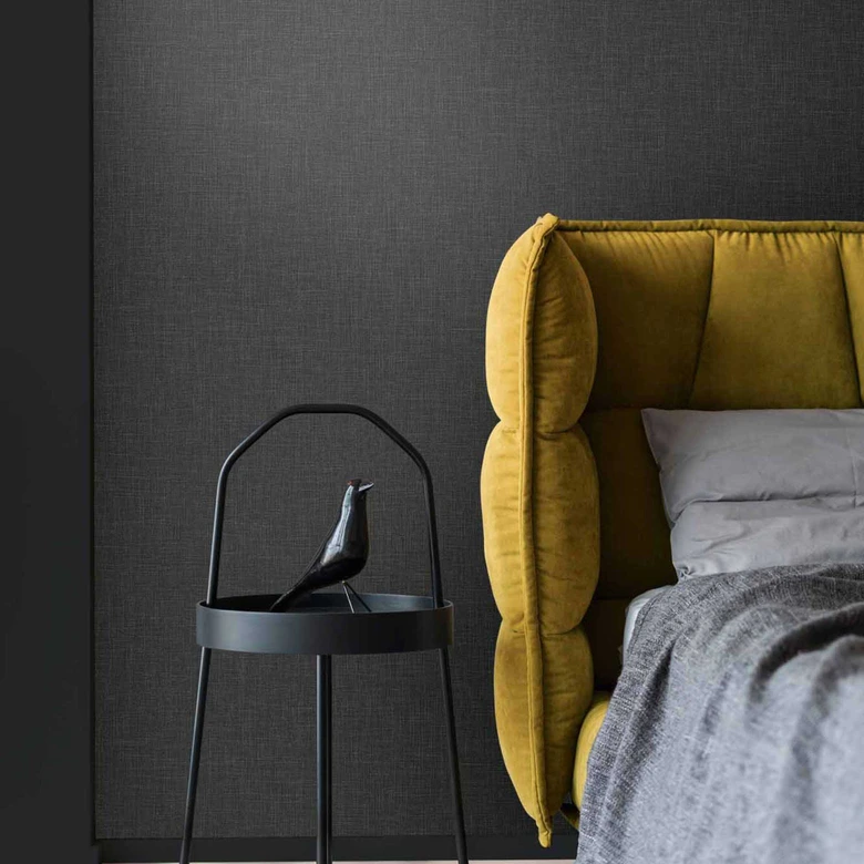 Denim-Textur Vliestapete Dunkelgrau - Elegante Unitapete für moderne Innenräume 