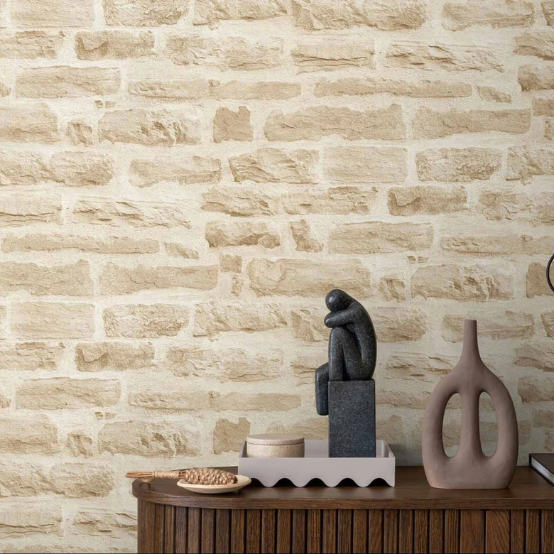 A.S. Création Vliestapete Wood and Stone Tapete in Steinoptik Naturstein beige, creme 