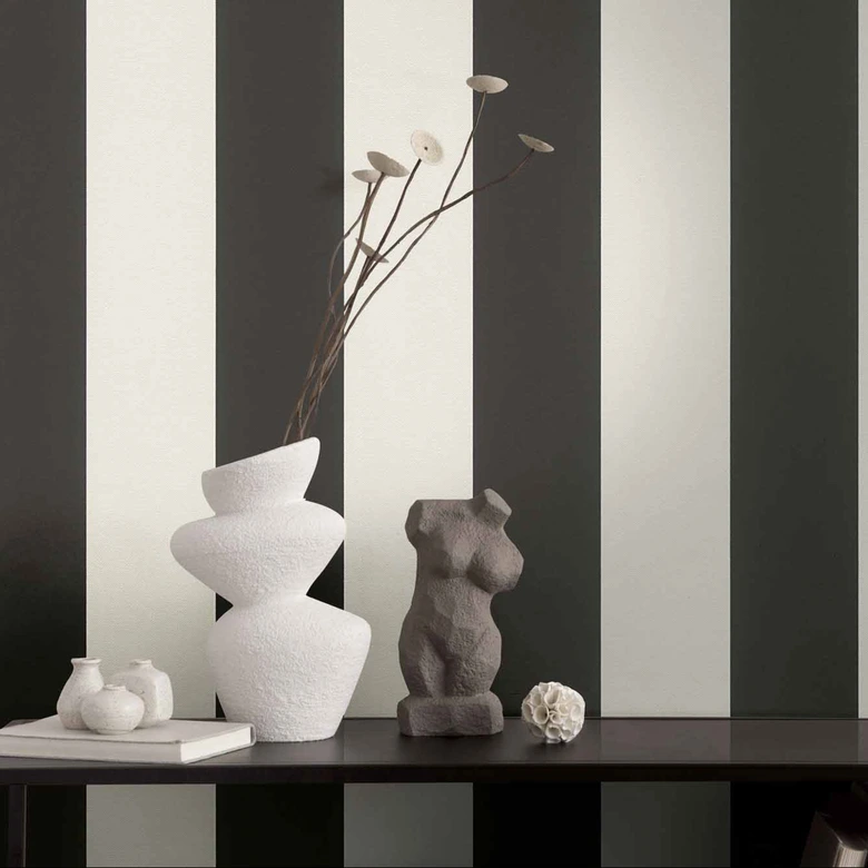 Tapete Schwarz Weiß gestreift Streifen Vliestapete Wohnzimmer Schlafzimmer Flur von A.S. Création 