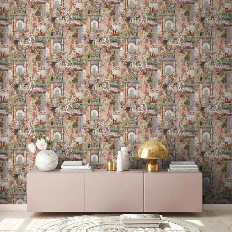 A.S. Création orientalische Tapete Dream Flowery Vliestapete grün, orange, gelb, braun 