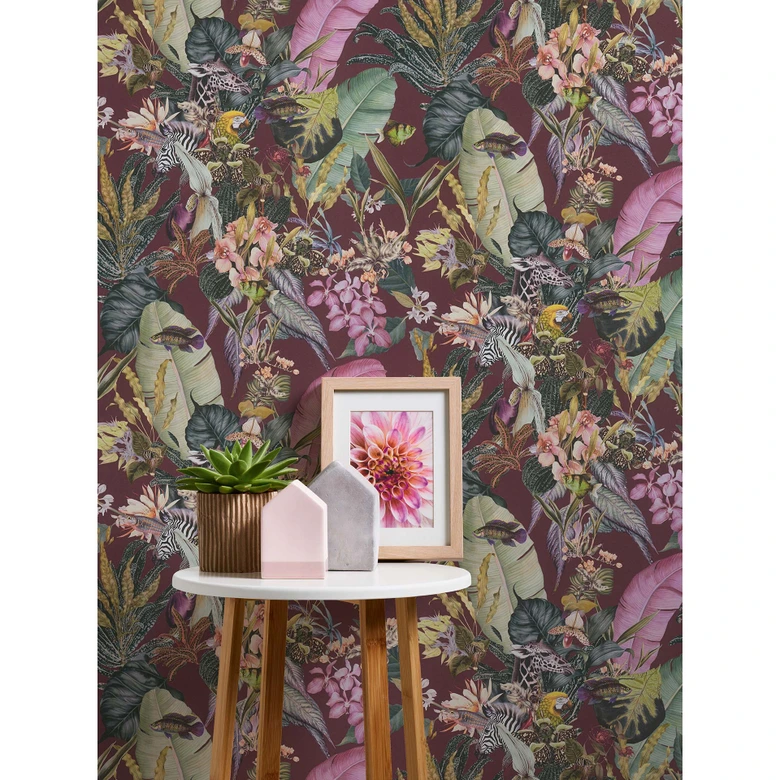 A.S. Création Dschungeltapete Dream Flowery Vliestapete tropisch rot, rosa, grün, gelb 