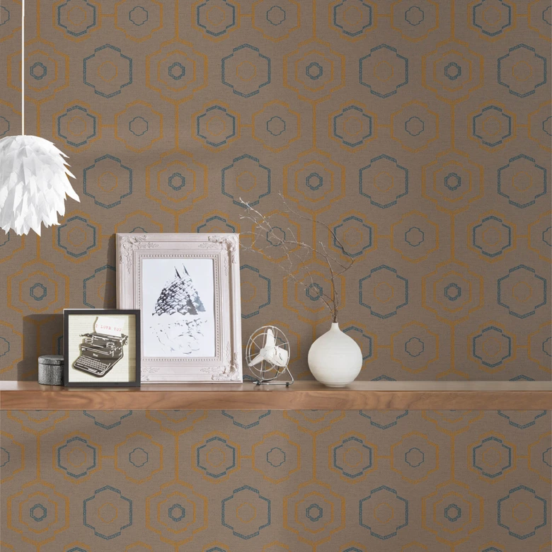 Ethnic Origin A.S. Création Papier peint géométrique - Orange Bleu 
