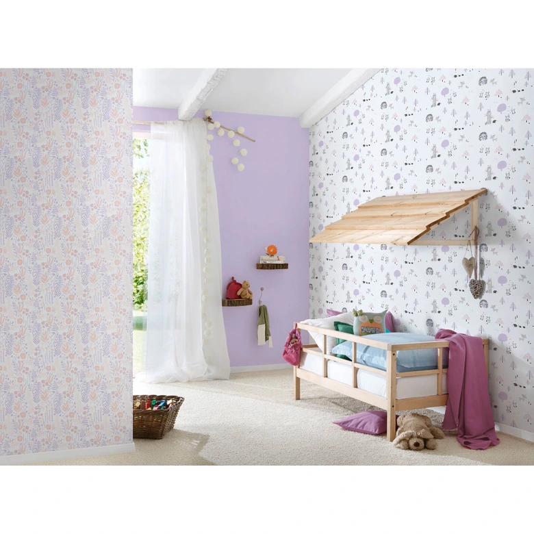 A.S. Création Kinderzimmertapete Little Love Vliestapete mit Blumen lila, rosa, weiß, beige 