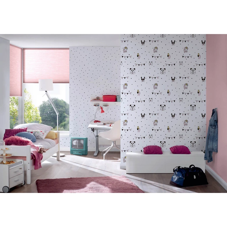 A.S. Création Kinderzimmertapete Little Love Vliestapete mit Punkten schwarz, weiß 