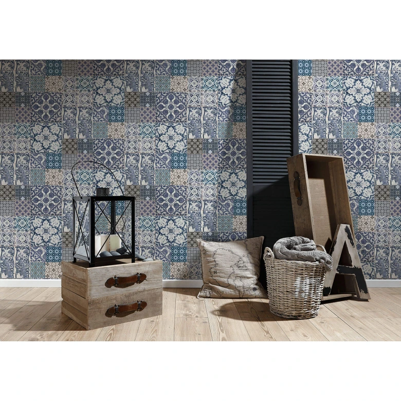 Livingwalls papier peint intissé Metropolitan Stories papier peint Anke et Daan Amsterdam bleu;crème;blanc 