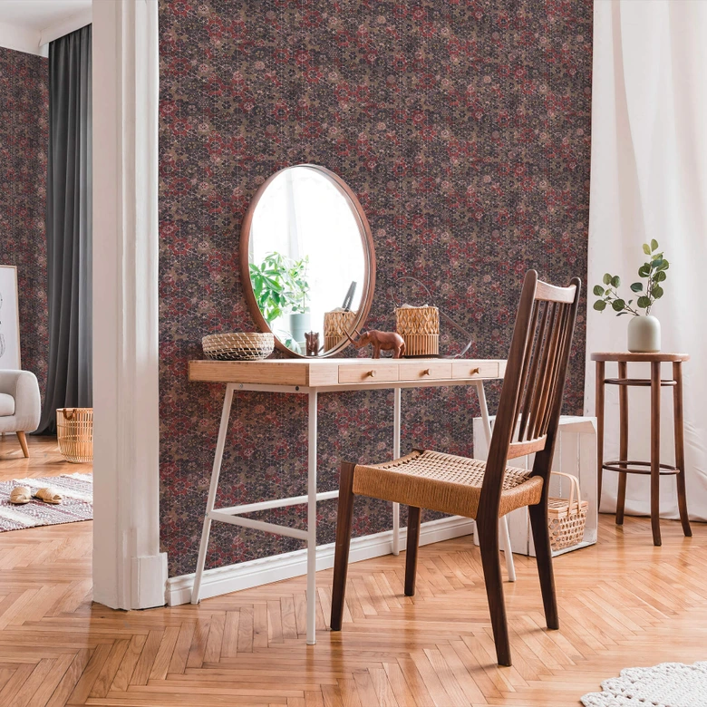 Livingwalls Papier peint intissé New Walls Finca Home motif carrelage rouge, marron, rose 