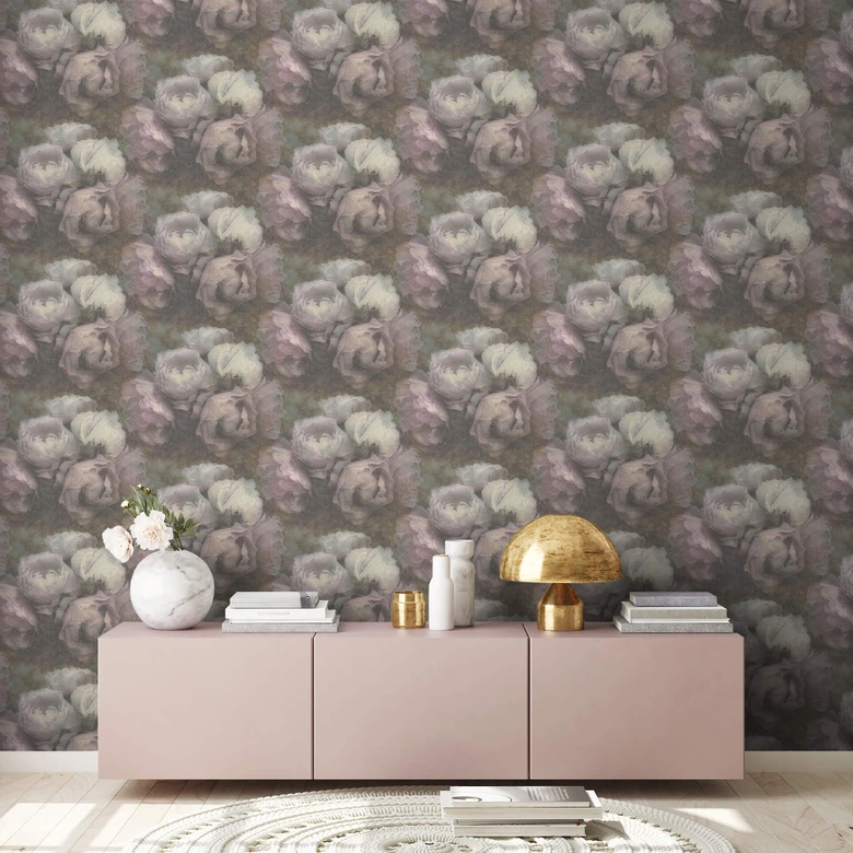 Livingwalls Papier peint intissé New Walls Romantic Dream motif Roses, vert, violet  