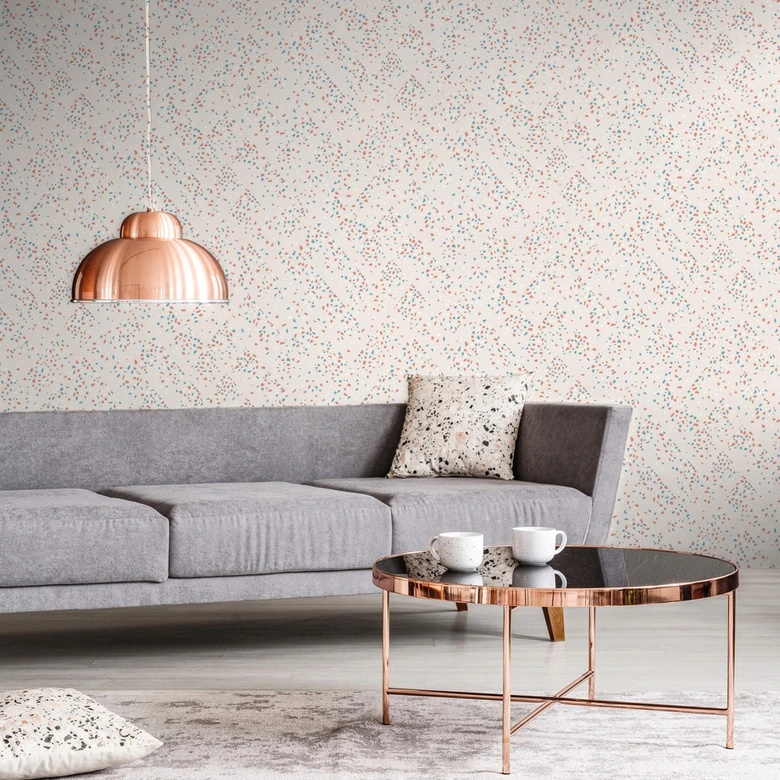 Livingwalls Papier peint intissé New Walls 50's Glam Confetti blanc, bleu, rose 
