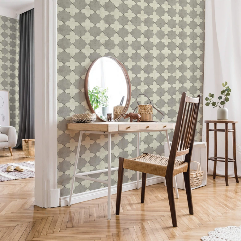 Livingwalls Papier peint intissé New Walls Finca Home motif carrelage crème, gris 