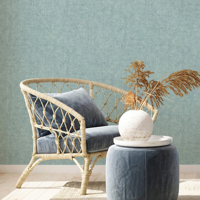 Livingwalls non-woven tapet New Walls Cosy & Relax slät tapet blå, grön 