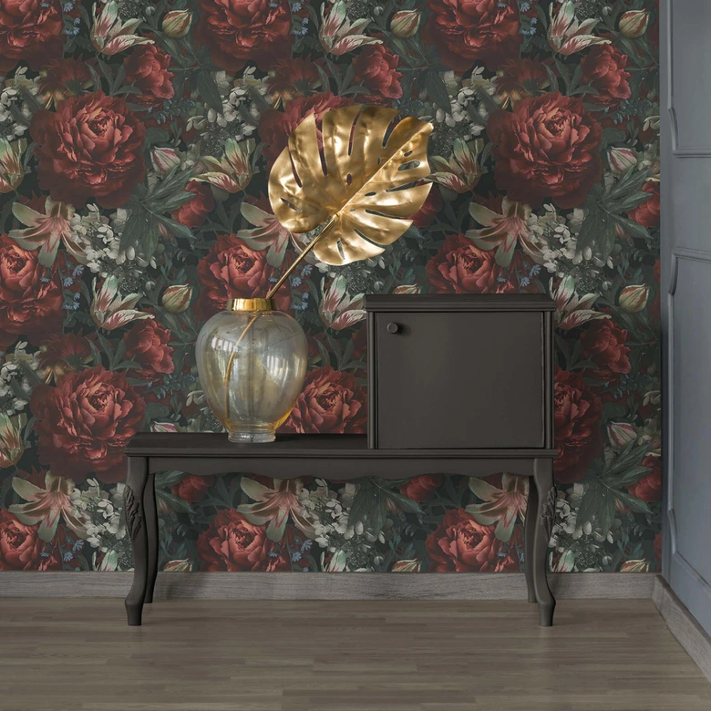 A.S. Création Bloemenbehang PintWalls Vliesbehang Rood Groen 