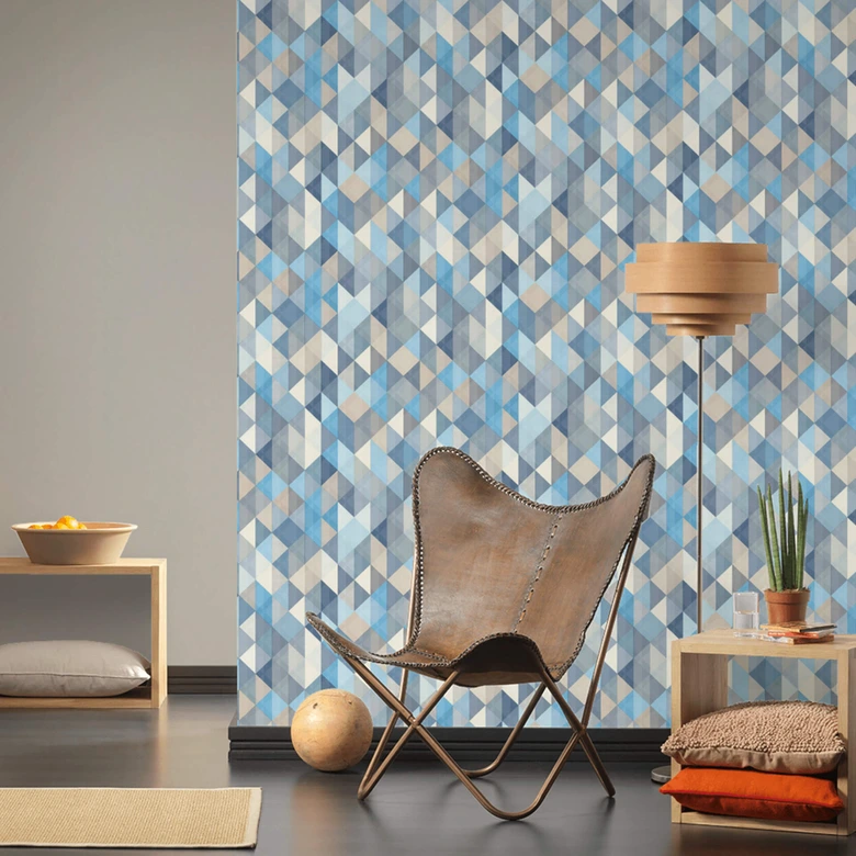 A.S. Création Scandinavian 2 Papier peint géométrique - Bleu, Gris 