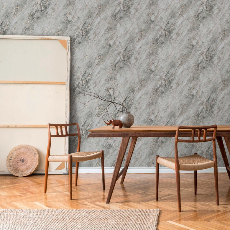 Vliestapete Marmor Stein Grau Kupfer Tapete Marmoroptik Designtapete Wohnzimmer 
