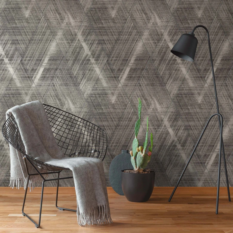 Mustertapete Schwarz geometrisch Vliestapete grafisch Design Tapete Schlafzimmer 