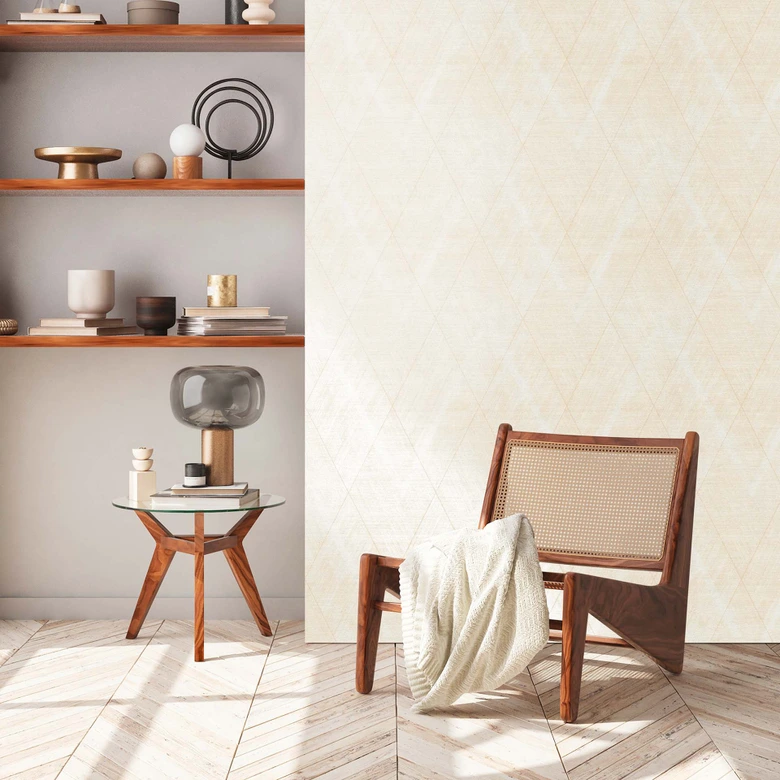Tapete Muster Beige Creme geometrische Vliestapete modern für Wohnzimmer, Flur 