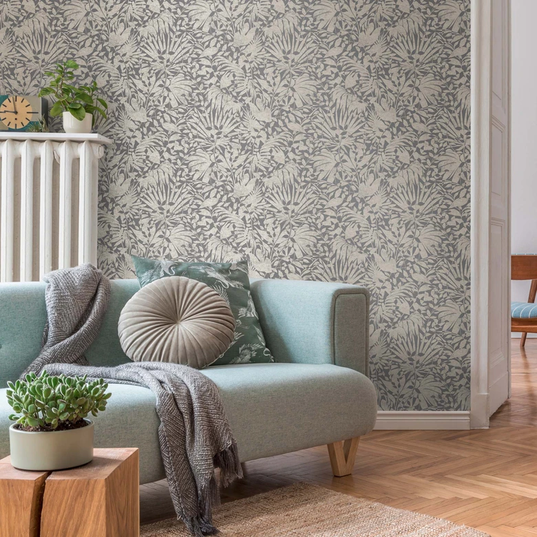 A.S. Création non-woven tapet BOS - blomstret tapet grå, sølv 