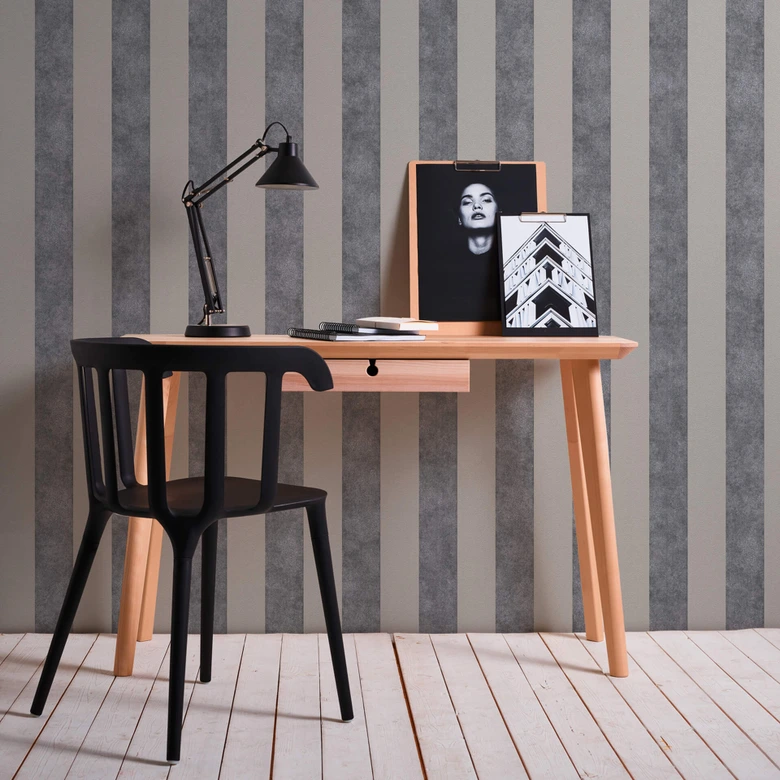 Livingwalls Vliestapete Trendwall Tapete mit Blockstreifen beige, grau, schwarz 
