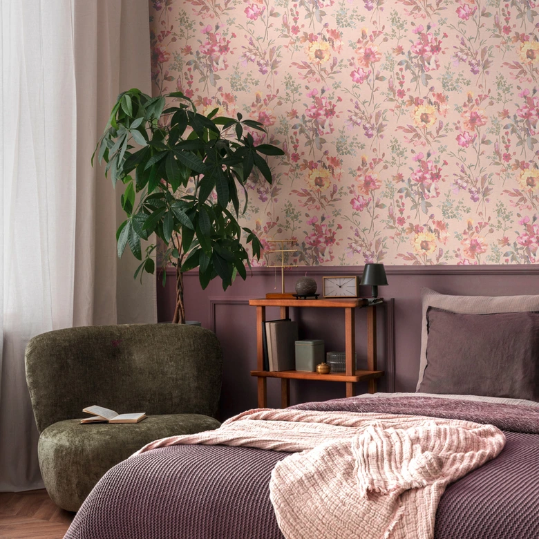 COSMOPOLITAN papier peint fleurs aquarelle rose pêche chambre à coucher papier peint intissé 