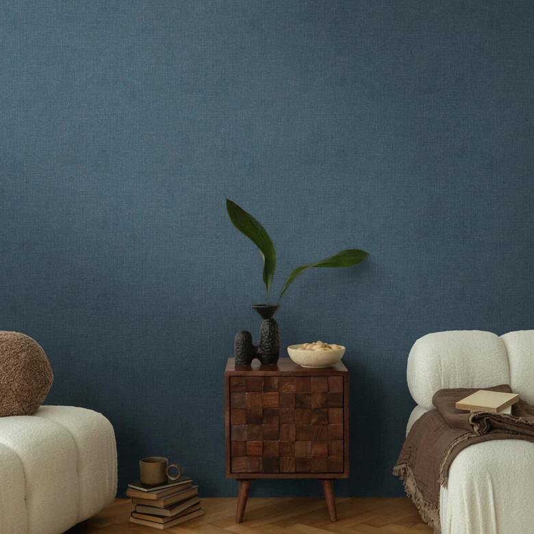 COSMOPOLITAN papier peint uni bleu foncé papier peint intissé noble aspect textile chambre à coucher 