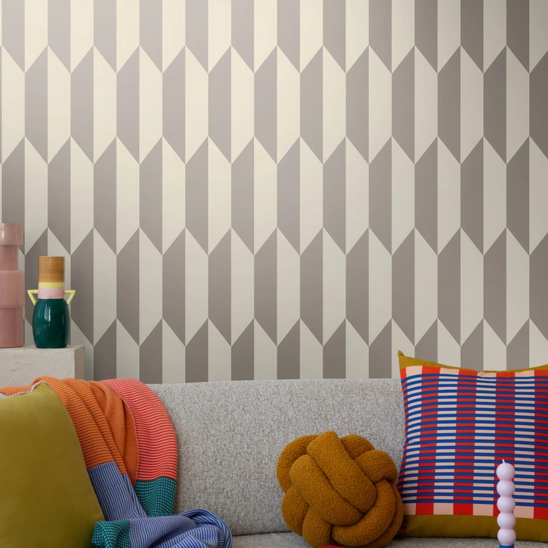 COSMOPOLITAN 3D behang grijs met metallic effect - zilverwit Vliesbehang 