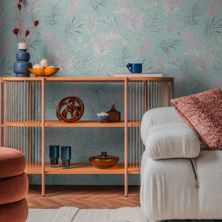COSMOPOLITAN papier peint floral turquoise rose - papier peint intissé avec feuilles salon 