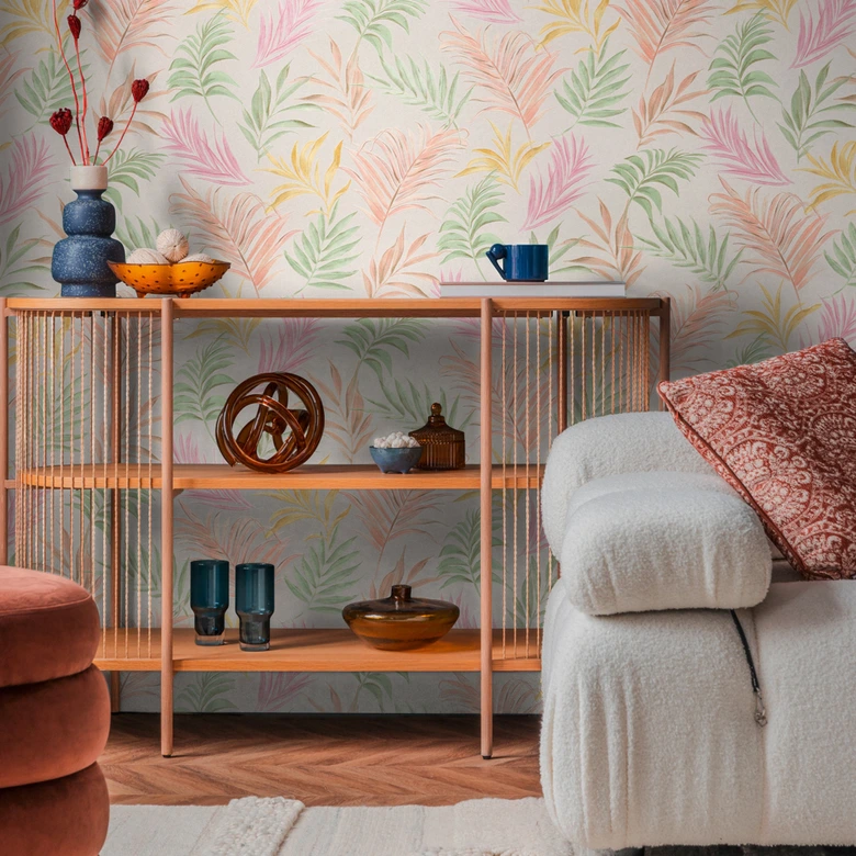 COSMOPOLITAN wallpaper with colorful leaves - floral non-woven wallpaper kitchen bedroom 