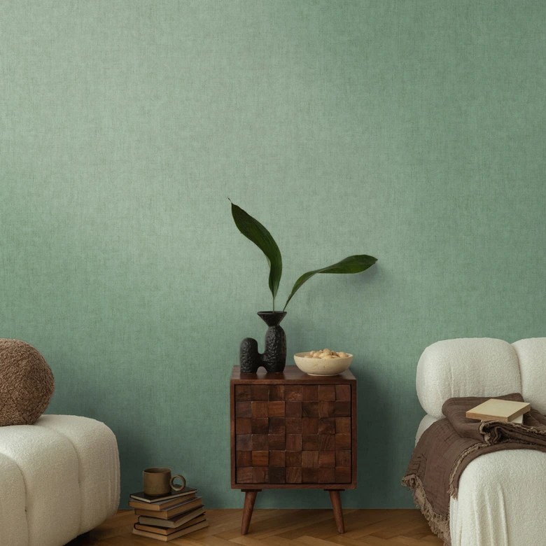 Tapeta COSMOPOLITAN monochromatyczna miętowa zieleń - nowoczesna tapeta z włókniny do salonu 