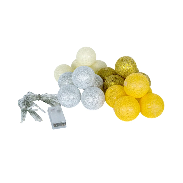 Cotton Ball Lights LED-Lichterkette gelb 20-teilig 