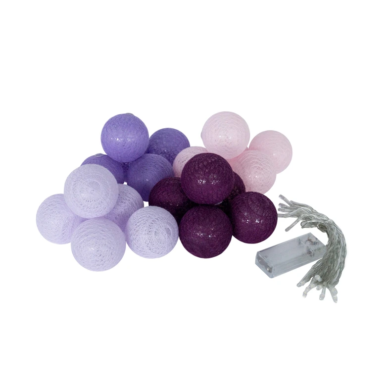 Cotton Ball Lights LED-Lichterkette lila violett 20-teilig 