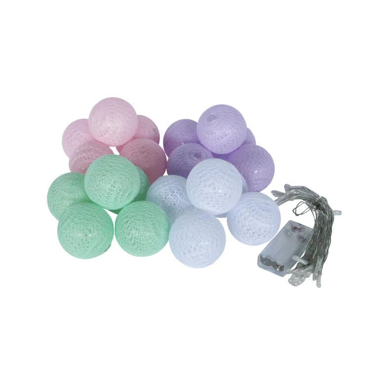 Cotton Ball Lights LED-Lichterkette Pastell 20-teilig 