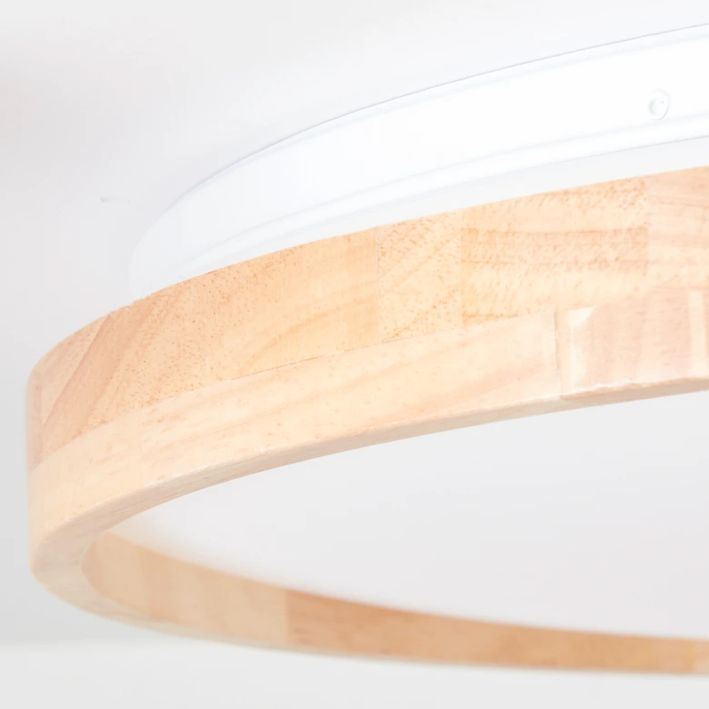 Deckenleuchte Alea, beige, Ø 49,5 cm, Holz Deckenlampe 