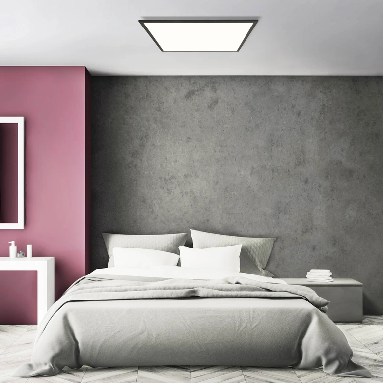 LED Deckenleuchte Constantin, schwarz, 59,5 x 59,5 cm, LED Panel, Warmweiß 