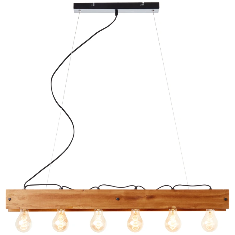 Holz Pendelleuchte Daniel, braun, 90 x 13,5 x 150 cm 