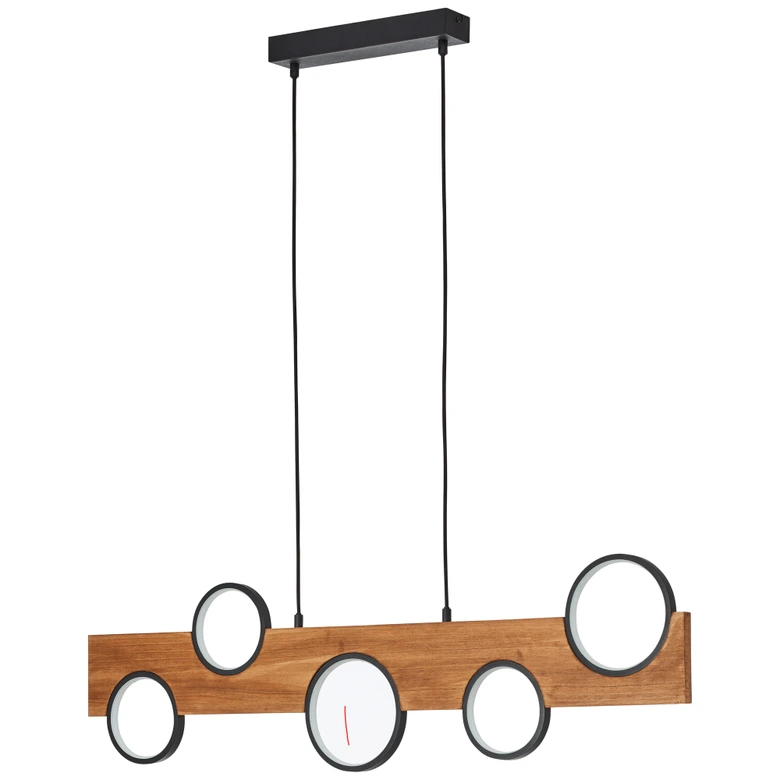 Pendelleuchte Elena, 100 x 6 cm, max. Höhe: 150 cm, Holz LED-Pendelleuchte, dimmbar, braun 