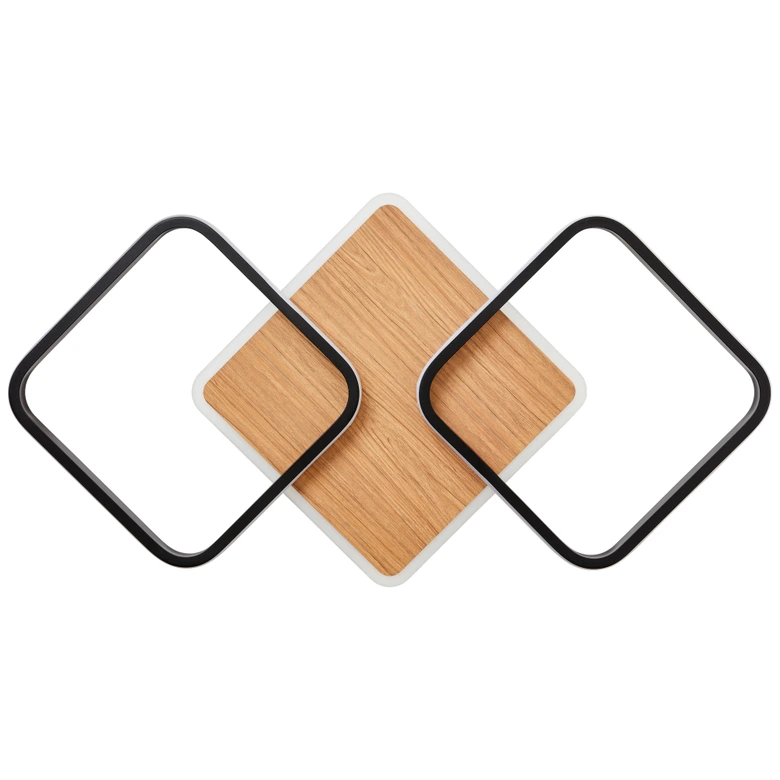 Deckenleuchte Fabiana, schwarz/braun, 62 x 62 cm,  Holz und Metall Innenleuchte 