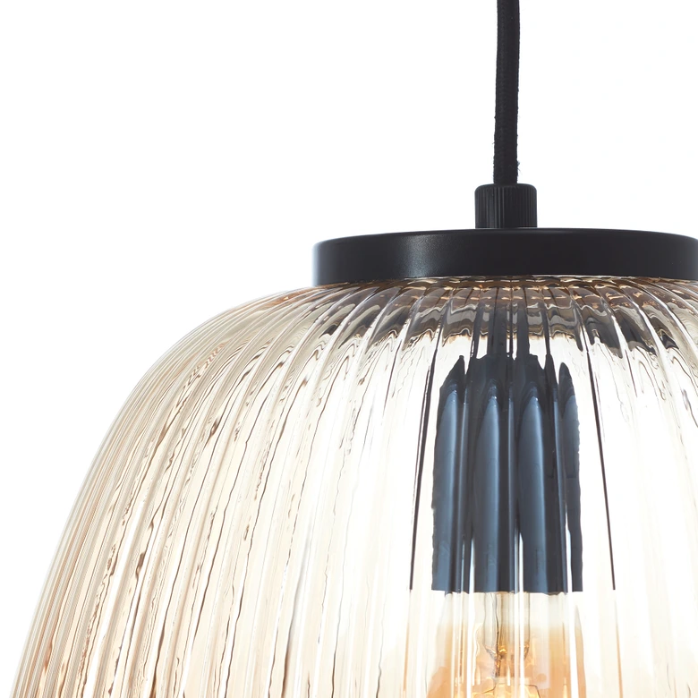Pendelleuchte Junis, braun, 176 x 25 cm, Glas Pendelleuchte 