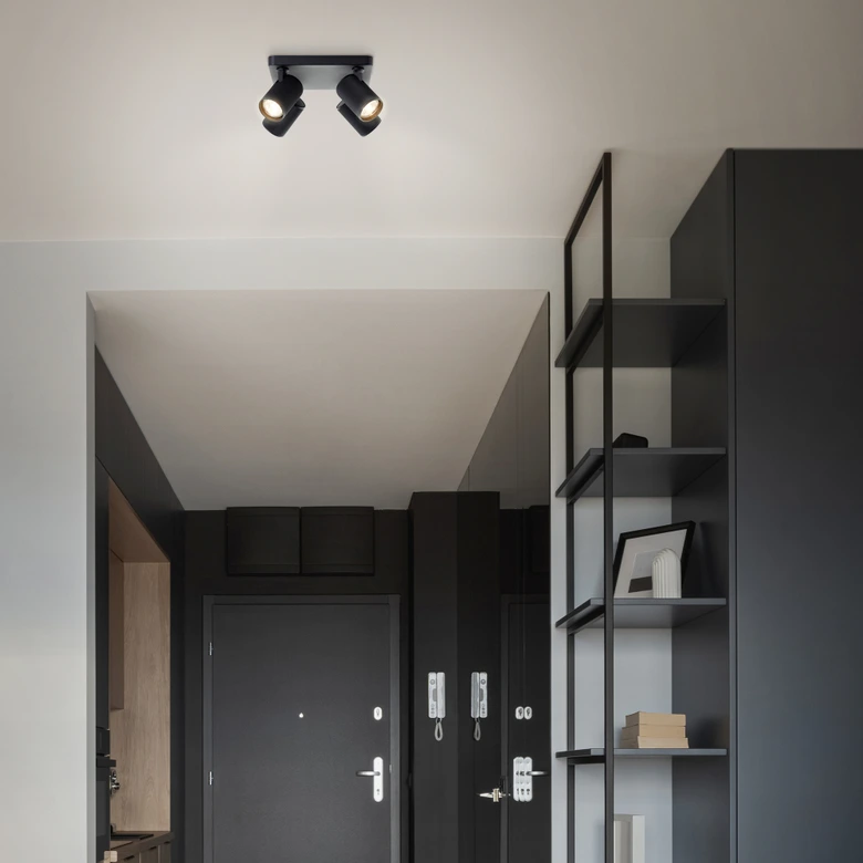 Spotbalken Leonardo, schwarz, 12,1 x 22 cm, Metall Deckenstrahler 