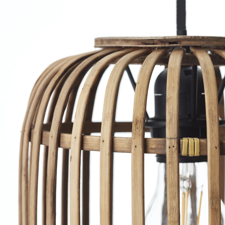 Pendelleuchte Willi, braun, 130 x 105 cm, Bambus Pendellampe, dimmbar 