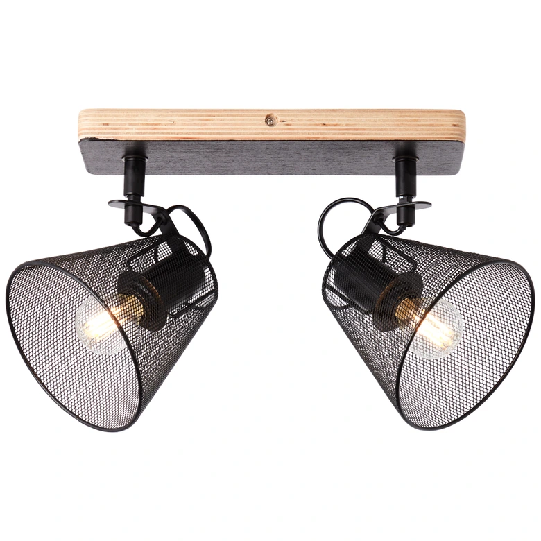 Deckenleuchte Tom, schwarz, 36,8 x 20 cm, Holz Deckenspots, dimmbar 