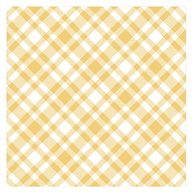 Kakeldekorer med rutmönster i senapsgult och vitt - set om 12 Matt | 15x15 cm