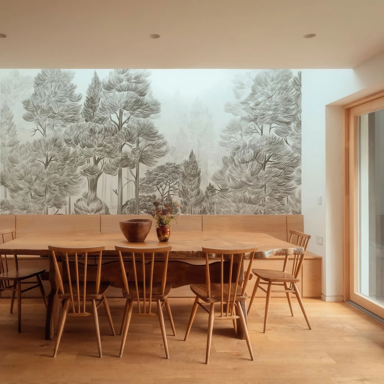 Fototapete Wald mit Waldlandschaft in Beige - Ms Tiff 