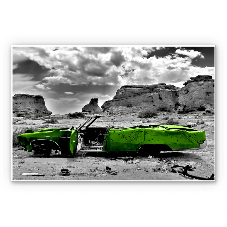 Wandbild Roter Cadillac 