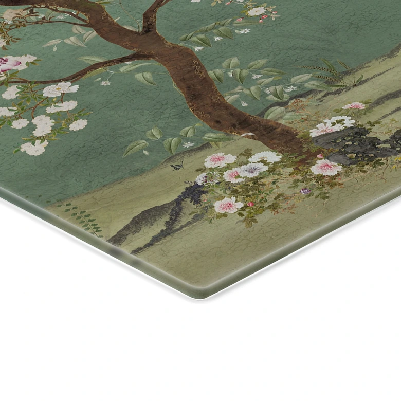 Herdabdeckplatte Kraniche in floraler Landschaft - Bloomery Decor 