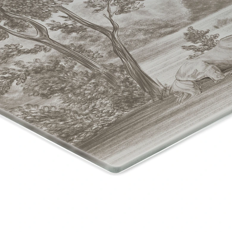 Herdabdeckplatte Landschaft mit Gartenlandschaft in Beige - Ms Tiff 