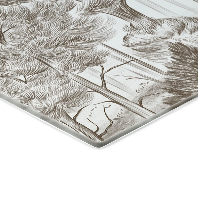 Herdabdeckplatte Wald mit Waldlandschaft in Beige - Ms Tiff 