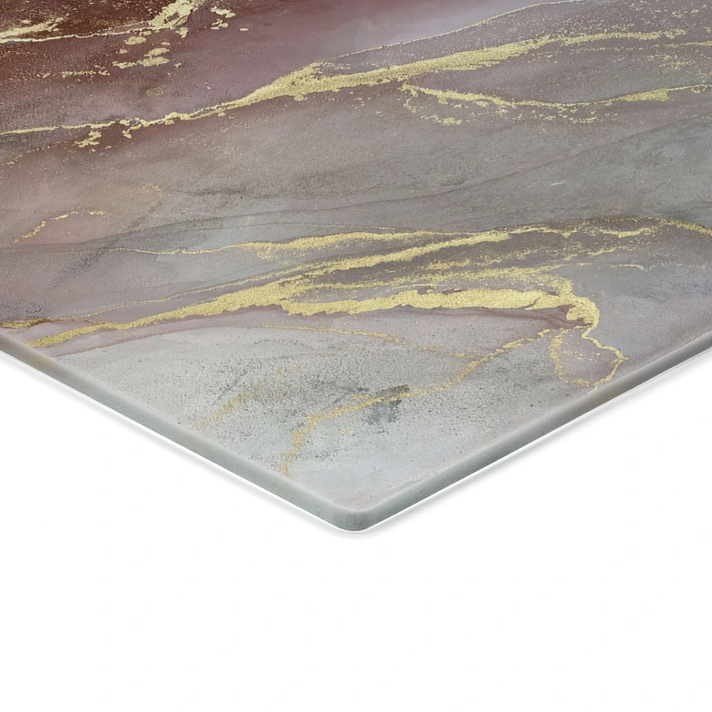 Herdabdeckplatte Marmor-Optik - Edle Strukturen in Gold und Violett - Shelest 